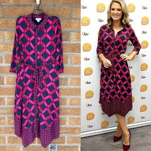 Monsoon Gabby Geo Print Shirt Dress size 8